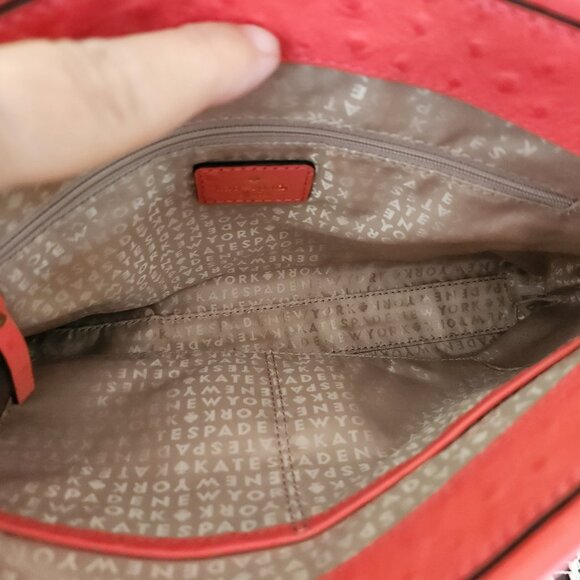 Euc Kate Spade Portola Valley Ostrich Embossed Leather Satchel Handbag - Picture 15 of 15